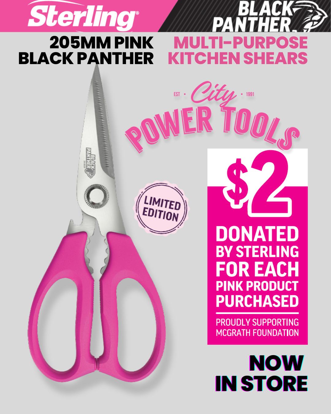 💗 The Sterling Pink Range is back at City Power Tools! 💗

This year, we're celebrating The People Behind the Care — the amazing McGrath Cancer Care Nurses supporting individuals and families across Australia. 

For every pink product sold, Sterling donates $2 to the McGrath Foundation to help fund these vital nurses. 

Available now in-store — while stocks last!

#SupportNurses #SterlingPinkRange #McGrathFoundation #CityPowerTools #PinkRange